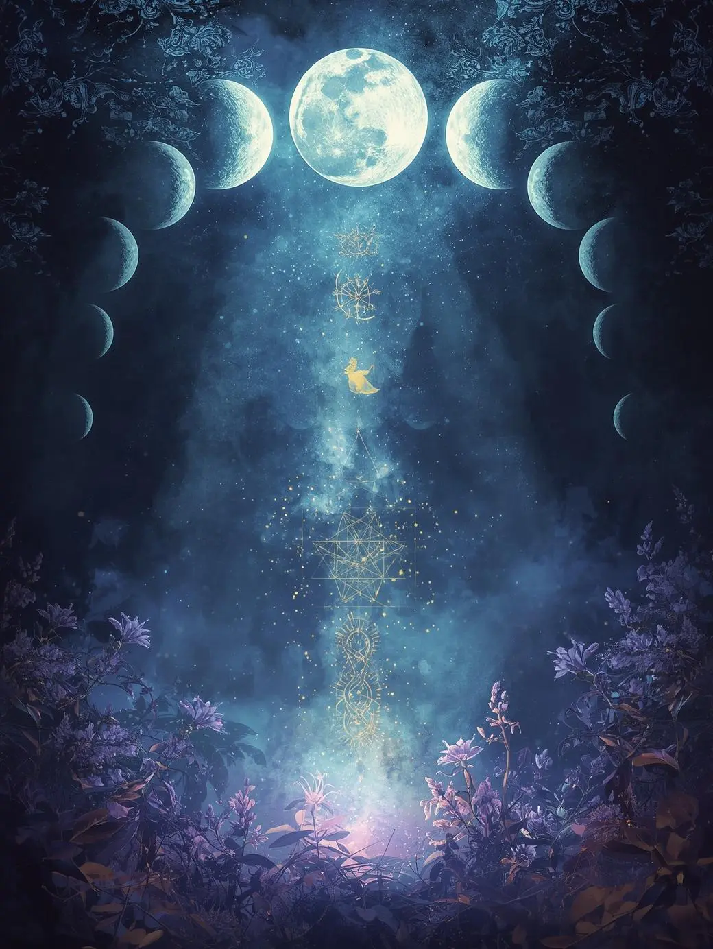 des Secrets Lunaires _ Rituels et Magie des Phases de la Lune. Éveillez votre pouvoir intérieur au souffle de la Lune Couleur argent lunaire, bleu nuit, lavande mystique, touches d’or des Secrets Lunaires _ Rituels et Magie des Phases de la Lune. Éveillez votre pouvoir intérieur au souffle de la Lune Couleur argent lunaire, bleu nuit, lavande mystique, touches d’or